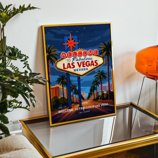 Welcome to Fabulous Las Vegas Travel Print - Vintage Travel Art Poster 9