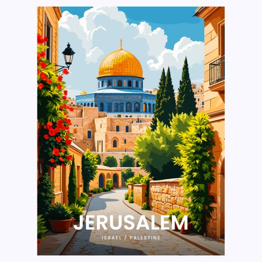 Jerusalem Travel Print - Vintage Travel Art Poster 6