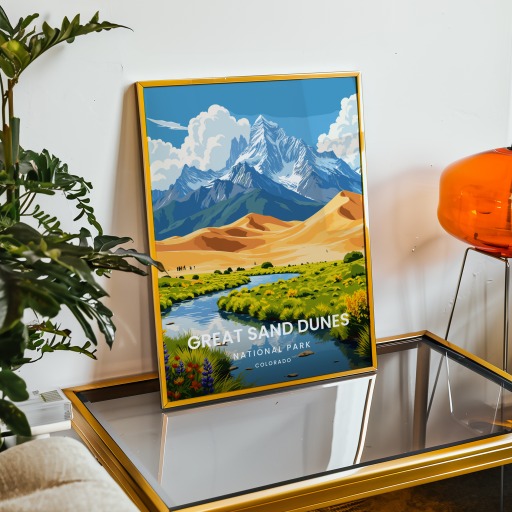 Great Sand Dunes National Park Travel Print - Vintage Travel Art Poster 9