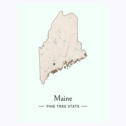 Maine State Poster - Boundary Map 6