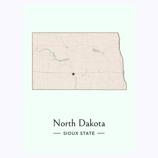 North Dakota State Poster - Boundary Map 6