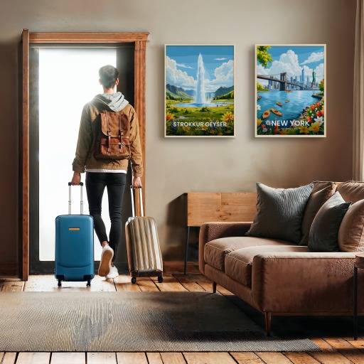 Strokkur Geyser Travel Print - Vintage Travel Art Poster 11