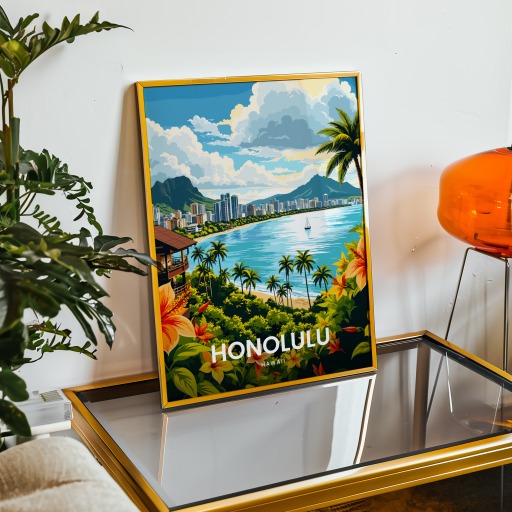 Honolulu Travel Print - Vintage Travel Art Poster 9