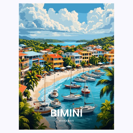 Bimini Travel Print - Vintage Travel Art Poster  6