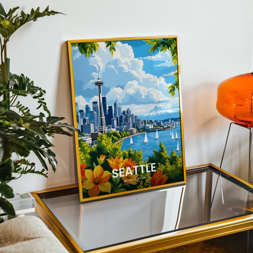 Seattle Travel Print - Vintage Travel Art Poster 9