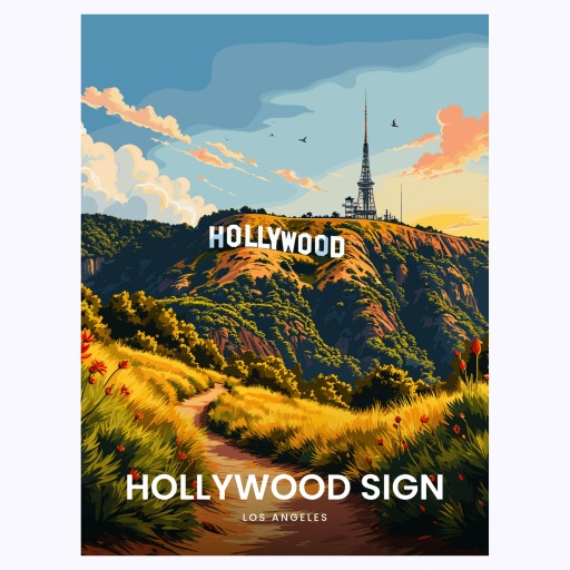 Hollywood Sign Travel Print - Vintage Travel Art Poster 6
