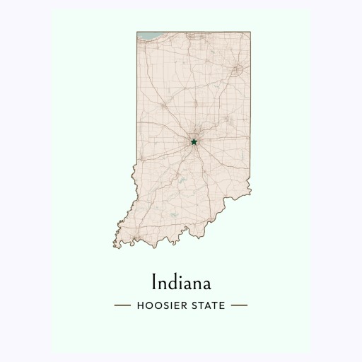 Indiana State Poster - Boundary Map 6
