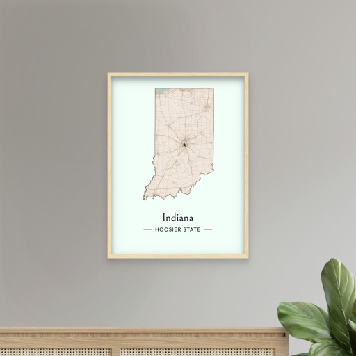 Indiana State Poster - Boundary Map 8