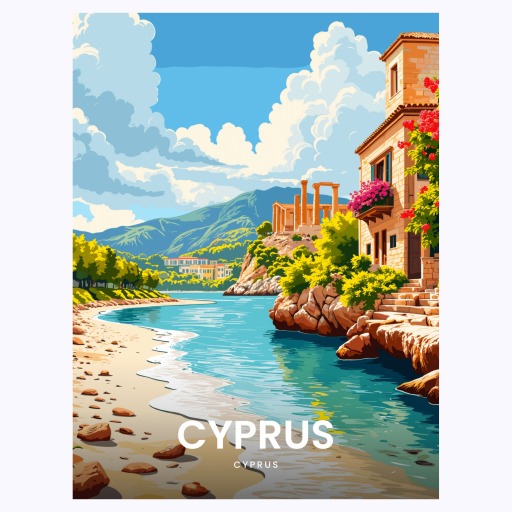 Cyprus Travel Print - Vintage Travel Art Poster 6