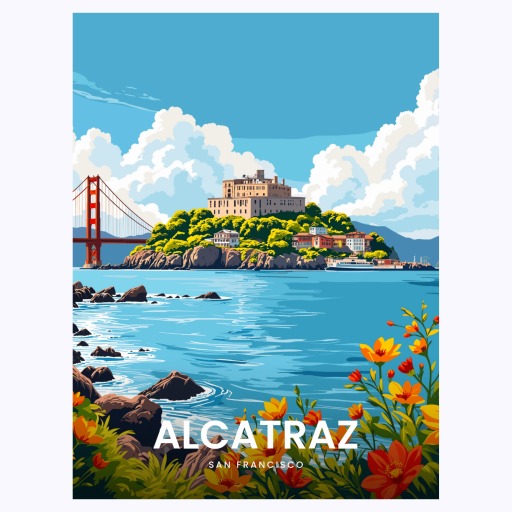 Alcatraz Island Travel Print - Vintage Travel Art Poster 6
