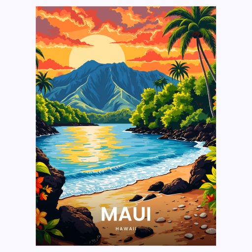 Maui Travel Print - Vintage Travel Art Poster 6