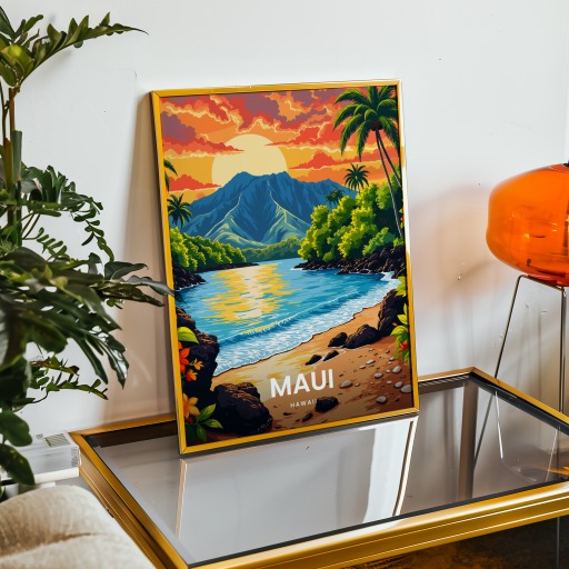 Maui Travel Print - Vintage Travel Art Poster 9