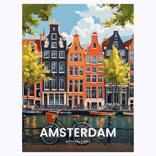 Amsterdam Travel Print - Vintage Travel Art Poster 6