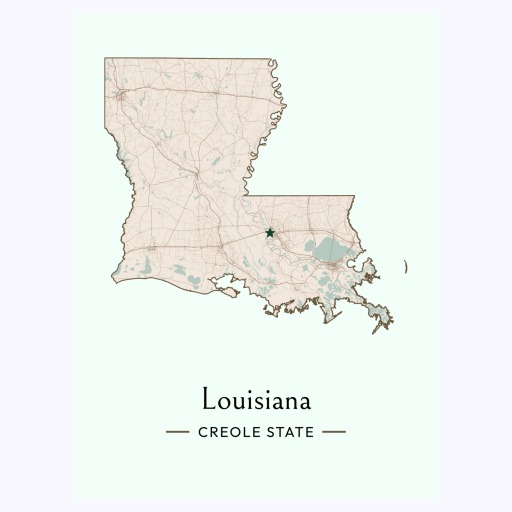 Louisiana State Poster - Boundary Map 6