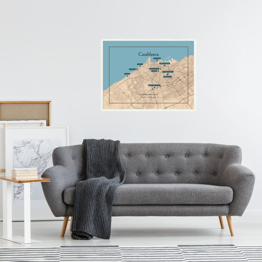 Casablanca Airbnb Tourist Poster in Road Trip - Street Map 10