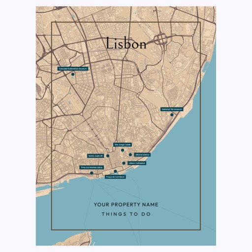 Lisbon Airbnb Tourist Poster in Road Trip - Street Map 6
