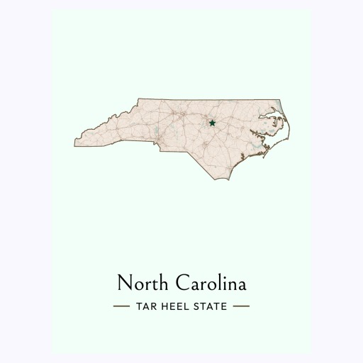 North Carolina State Poster - Boundary Map 6