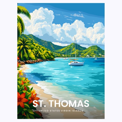 St. Thomas Travel Print - Vintage Travel Art Poster 6