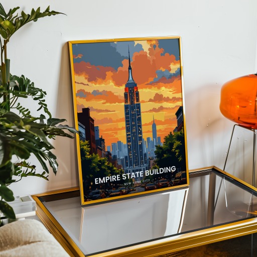 Empire State Building Travel Print - Vintage Travel Art Poster 9