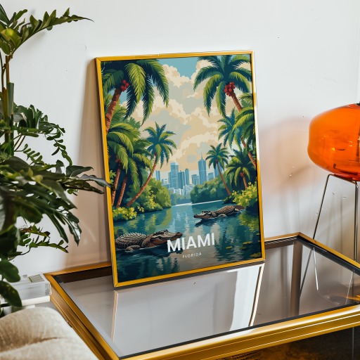Miami Travel Print - Vintage Travel Art Poster 9