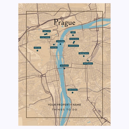Prague Airbnb Tourist Poster in Road Trip - Street Map 6