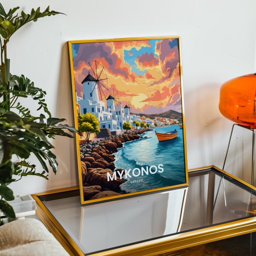 Mykanos Travel Print - Vintage Travel Art Poster 9