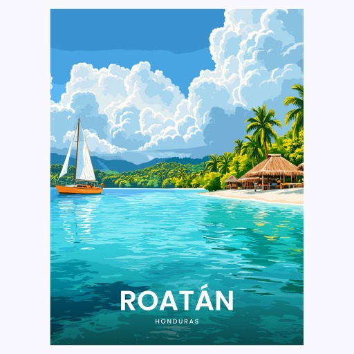 Roatán Travel Print - Vintage Travel Art Poster 6