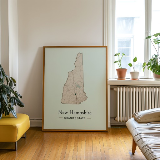 New Hampshire State Poster - Boundary Map 9