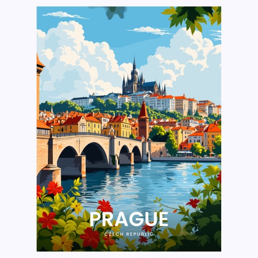 Prague Travel Print - Vintage Travel Art Poster  6