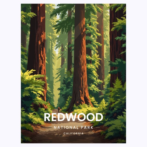 Redwood National Park Travel Print - Vintage Travel Art Poster 6