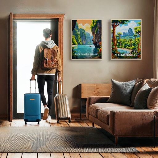 Rock Climbing in Railay Travel Print - Vintage Travel Art Poster 10