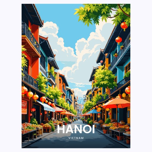 Hanoi Travel Print - Vintage Travel Art Poster 6