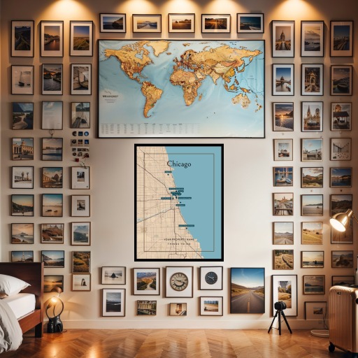 Chicago Airbnb Tourist Poster in Road Trip - Street Map 9