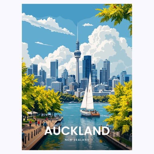 Auckland Travel Print - Vintage Travel Art Poster 6