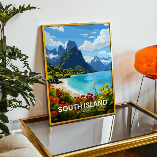 South Island Travel Print - Vintage Travel Art Poster 9