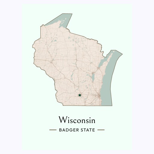 Wisconsin State Poster - Boundary Map 6