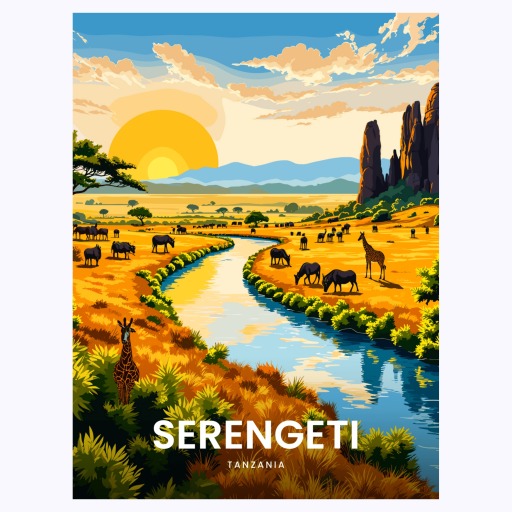 Serengeti Travel Print - Vintage Travel Art Poster 6