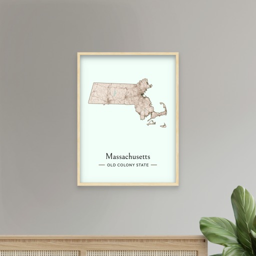 Massachusetts State Poster - Boundary Map 8