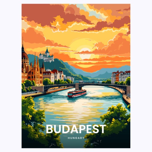 Budapest Travel Print - Vintage Travel Art Poster 6