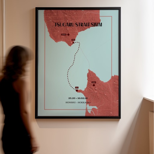 Tsugaru Strait Swim Poster - Route Map 10