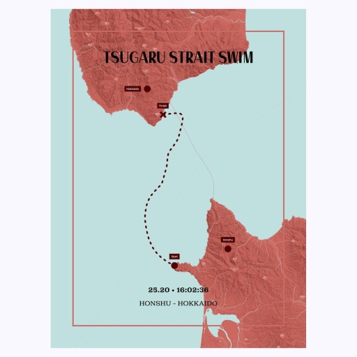Tsugaru Strait Swim Poster - Route Map 6