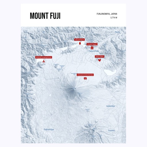 Trip To Mount Fuji Poster - Terrain Map 6