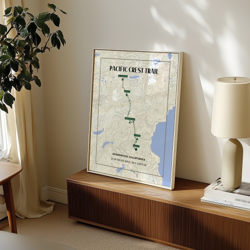 Pacific Crest Trail Hiking Trip Poster - Route Map 9