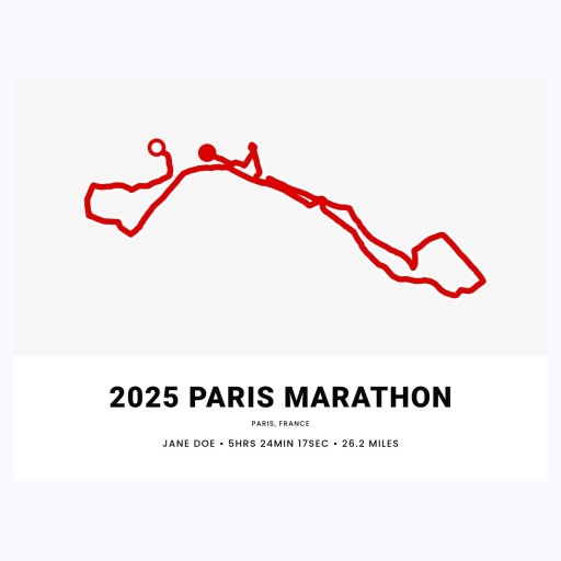Minimalist 2025 Paris Marathon Poster - Route Map 6