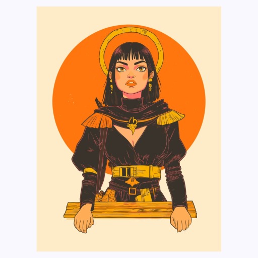 The High Priestess in Vibrant Grunge Print - Custom Tarot Card Poster 6