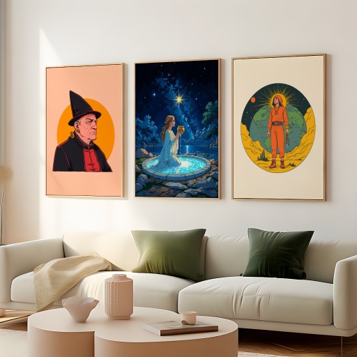 The Star in Vibrant Grunge Print - Custom Tarot Card Poster 8