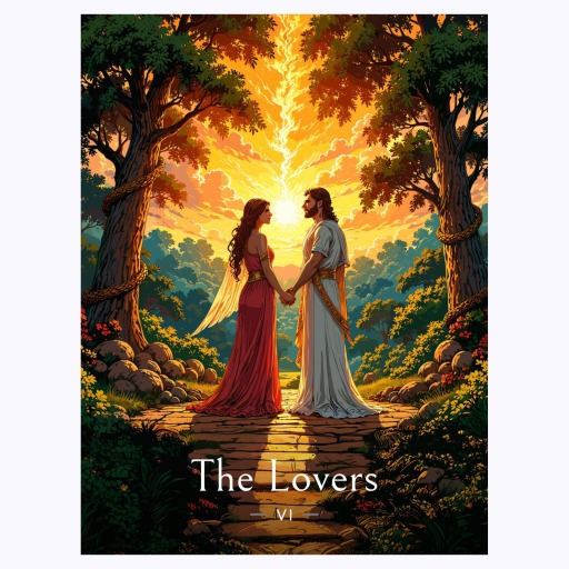 The Lovers in Enchanted Surrealism Print - Custom Tarot Card Poster 6