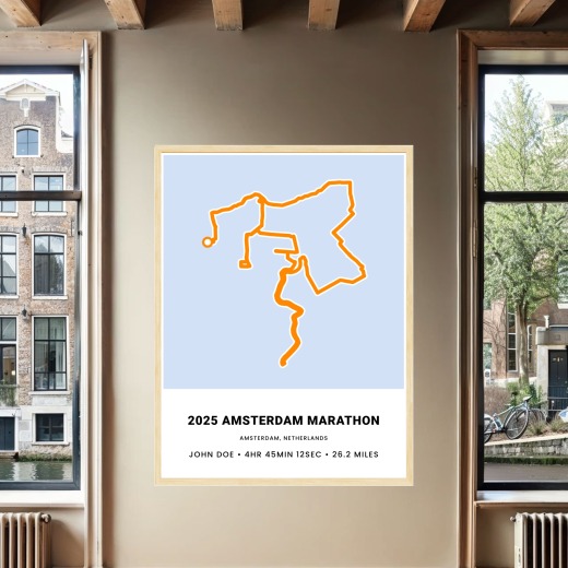 Minimalist 2025 Amsterdam Marathon Poster - Route Map 2