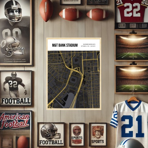 Baltimore Ravens Stadium Poster - Street Map 2