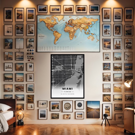 Miami in Dark Poster - Street Map 2